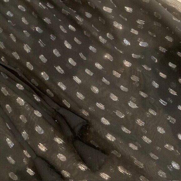 Rebecca Taylor $298 Women's 0 XS Black Metallic Print Ruffle Tie Neck Blouse - Picture 5 of 9